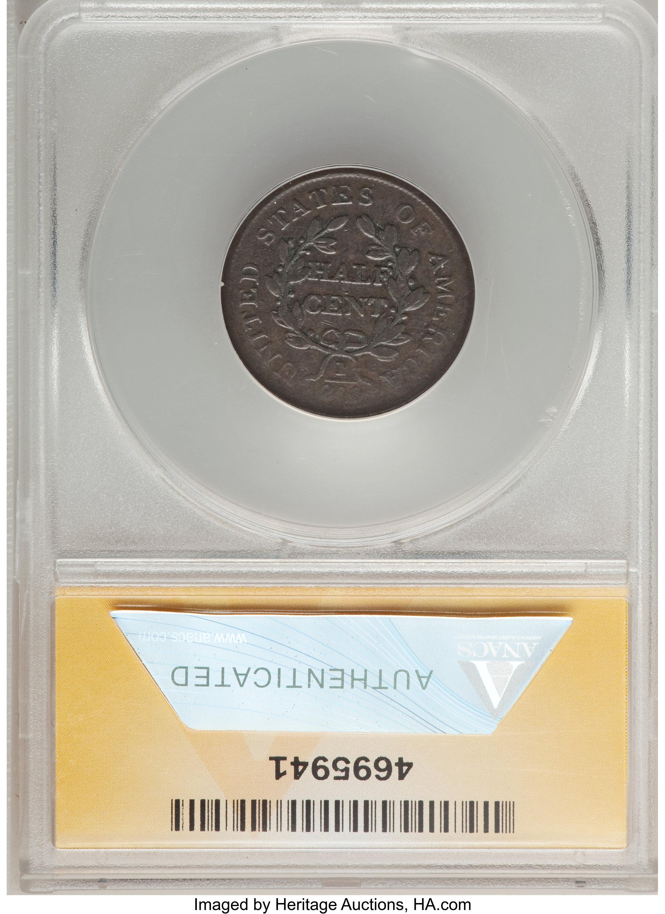 1804 1/2c Crosslet 4, No Stems MS BN G6 BN CAC thumbnail 8