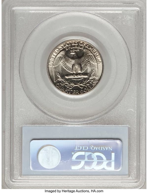 image for: 1986-D 25C MS66 PCGS. PCGS Population (107/9). NGC Census: (64/27). Mintage: 504,298,656. Numismedia Wsl. Price for problem...