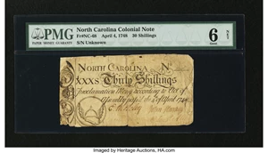 image for: North Carolina April 4, 1748 30s PMG Good 6 Net....