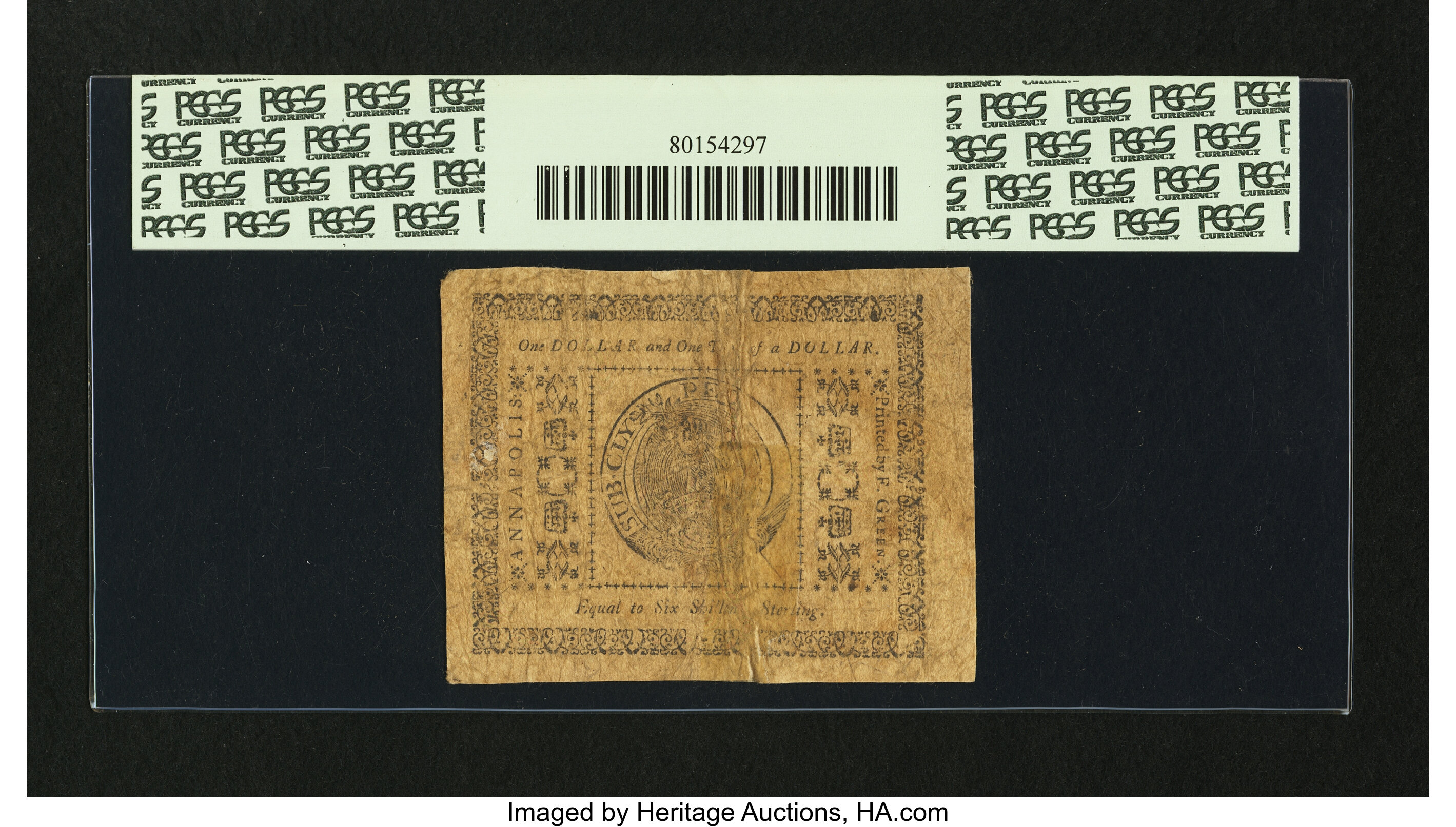 image for: Maryland December 7, 1775 $1 PCGS Apparent Fine 15....