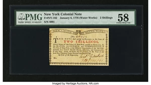 image for: New York January 6, 1776 (Water Works) 2s PMG Choice About Unc 58....