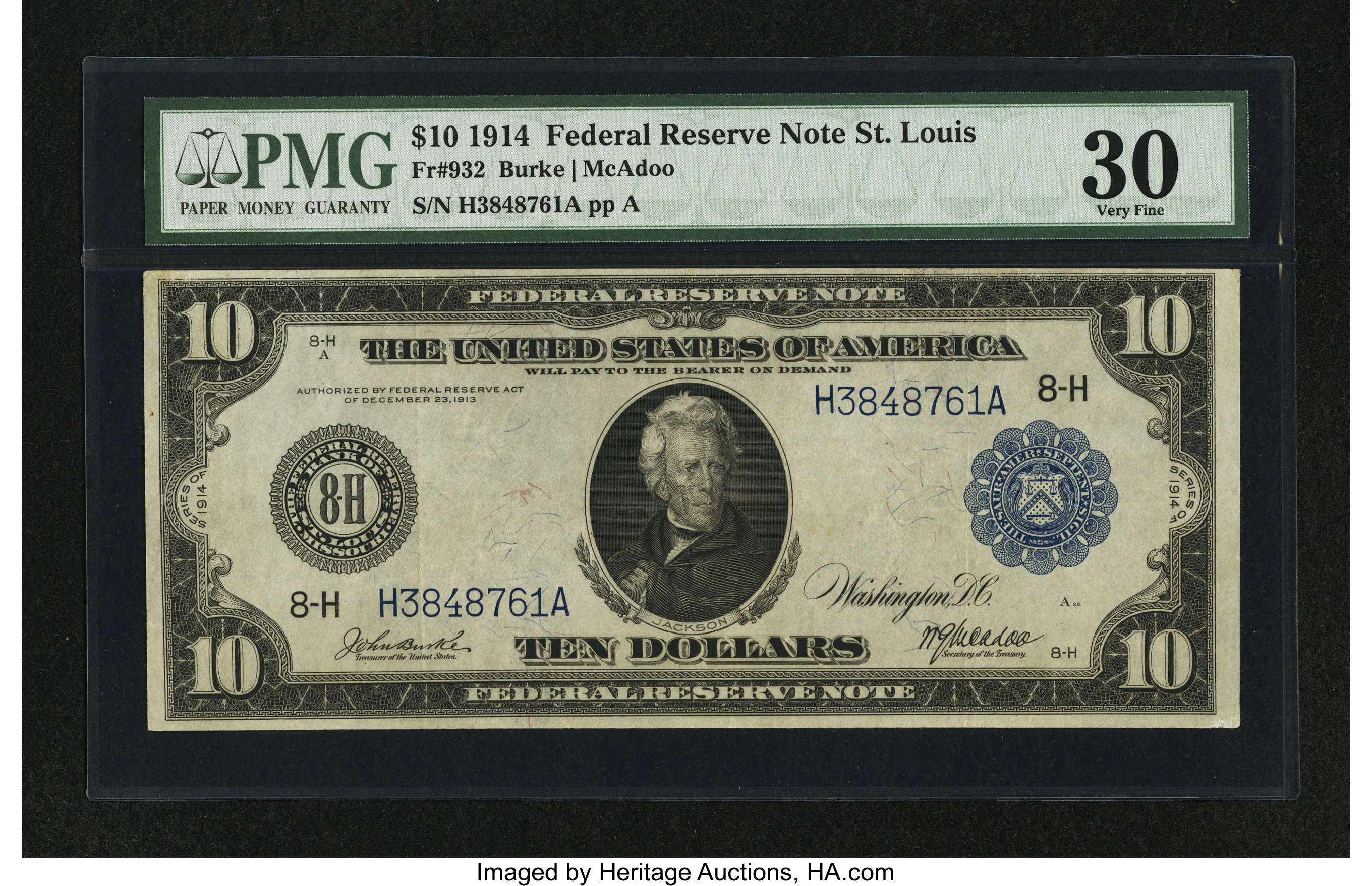 image for: Fr. 932 $10 1914 Federal Reserve Note PMG Very Fine 30....
