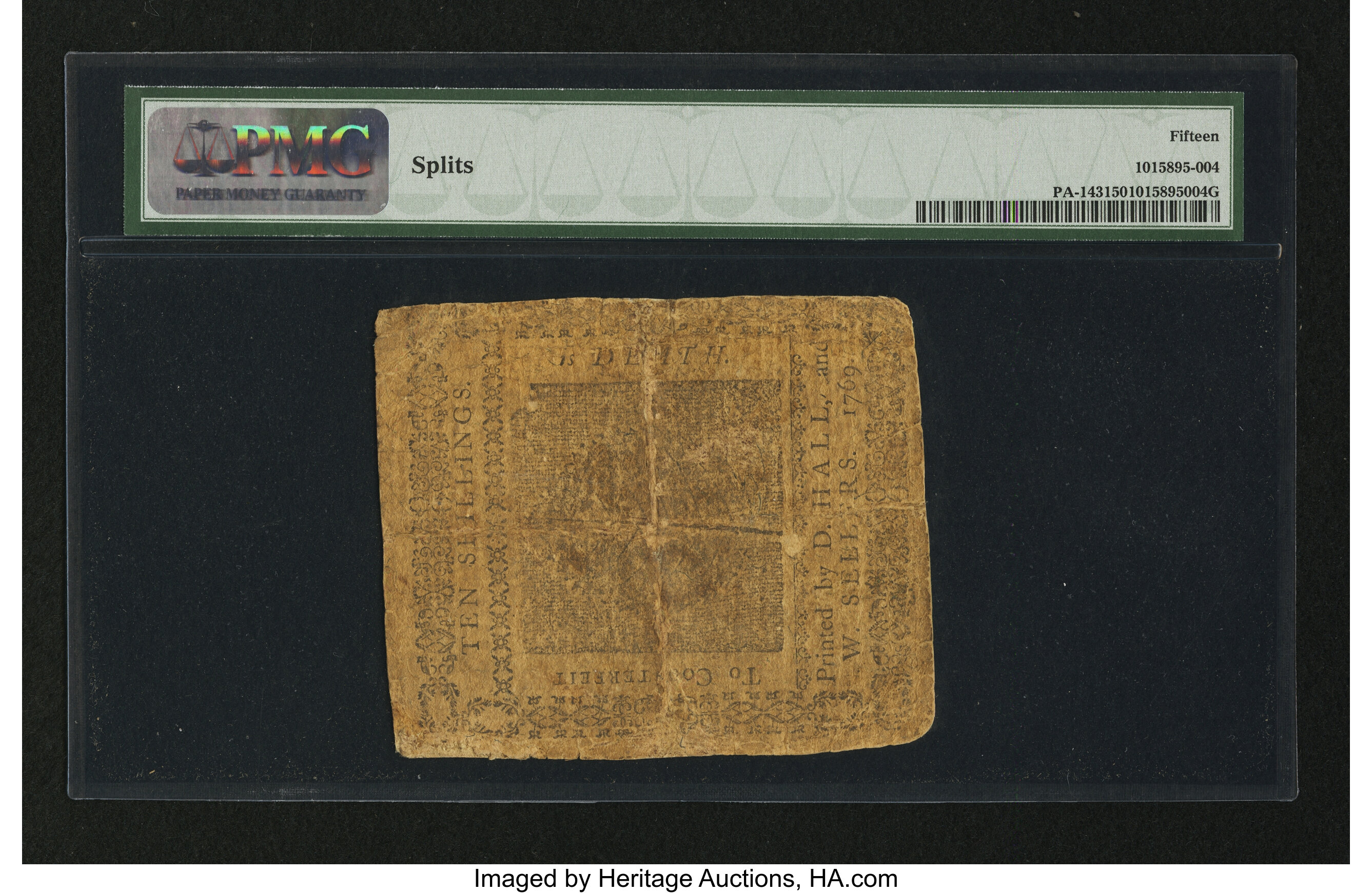 image for: Pennsylvania March 10, 1769 10s PMG Choice Fine 15....