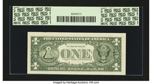 image for: Fancy Serial Number Fr. 1907-A $1 1969D Federal Reserve Note. PCGS Gem New 65PPQ....