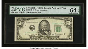 image for: Fr. 2109-B* $50 1950B Federal Reserve Star Note. PMG Gem Uncirculated 65 EPQ....