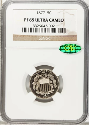 image for: 1877 5C PR65 Ultra Cameo NGC. CAC....