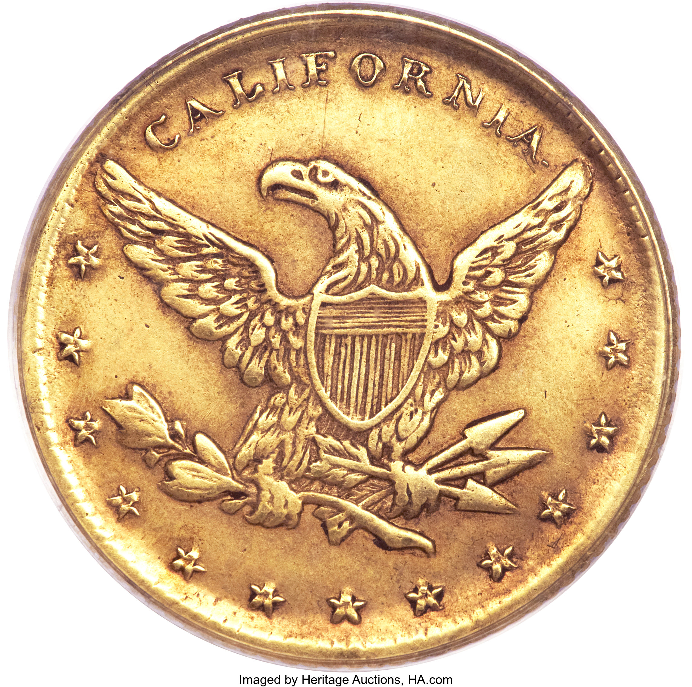 (1849) $10  Miners Bank, Crimped Border MS