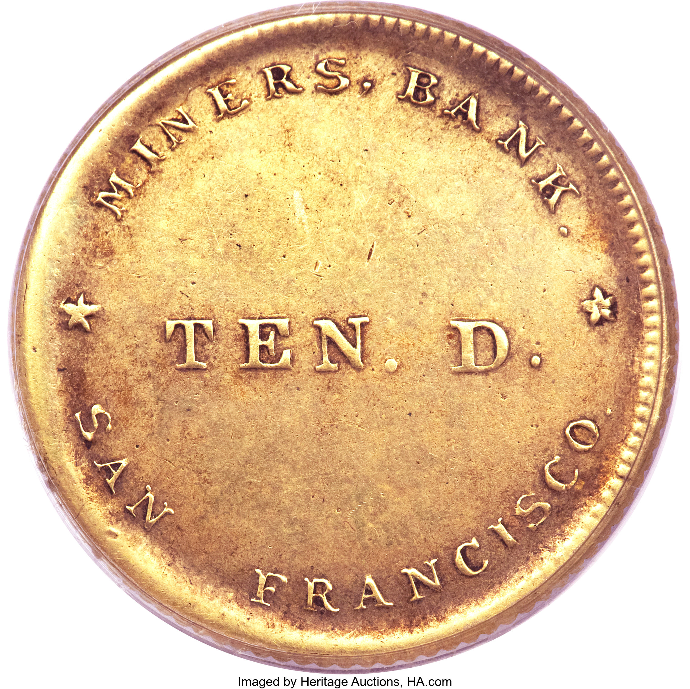 (1849) Miners Bank Crimped Border $10 MS  thumbnail 4