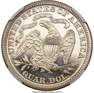 image for: 1875 Seated Quarter PR63 Ultra Cameo NGC....