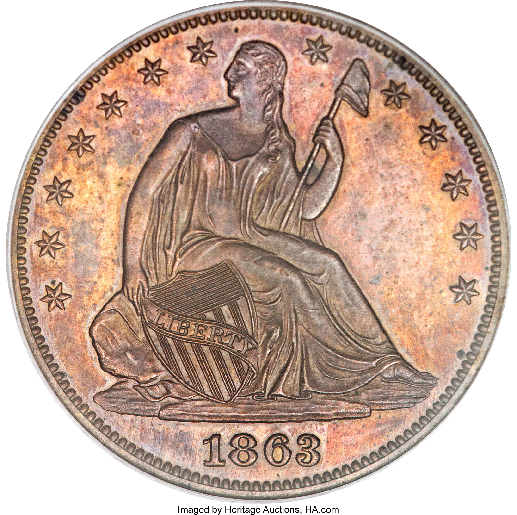 image for: 1863 50C Half Dollar, Judd-341, Pollock-413, R.5, PR64 Brown PCGS....