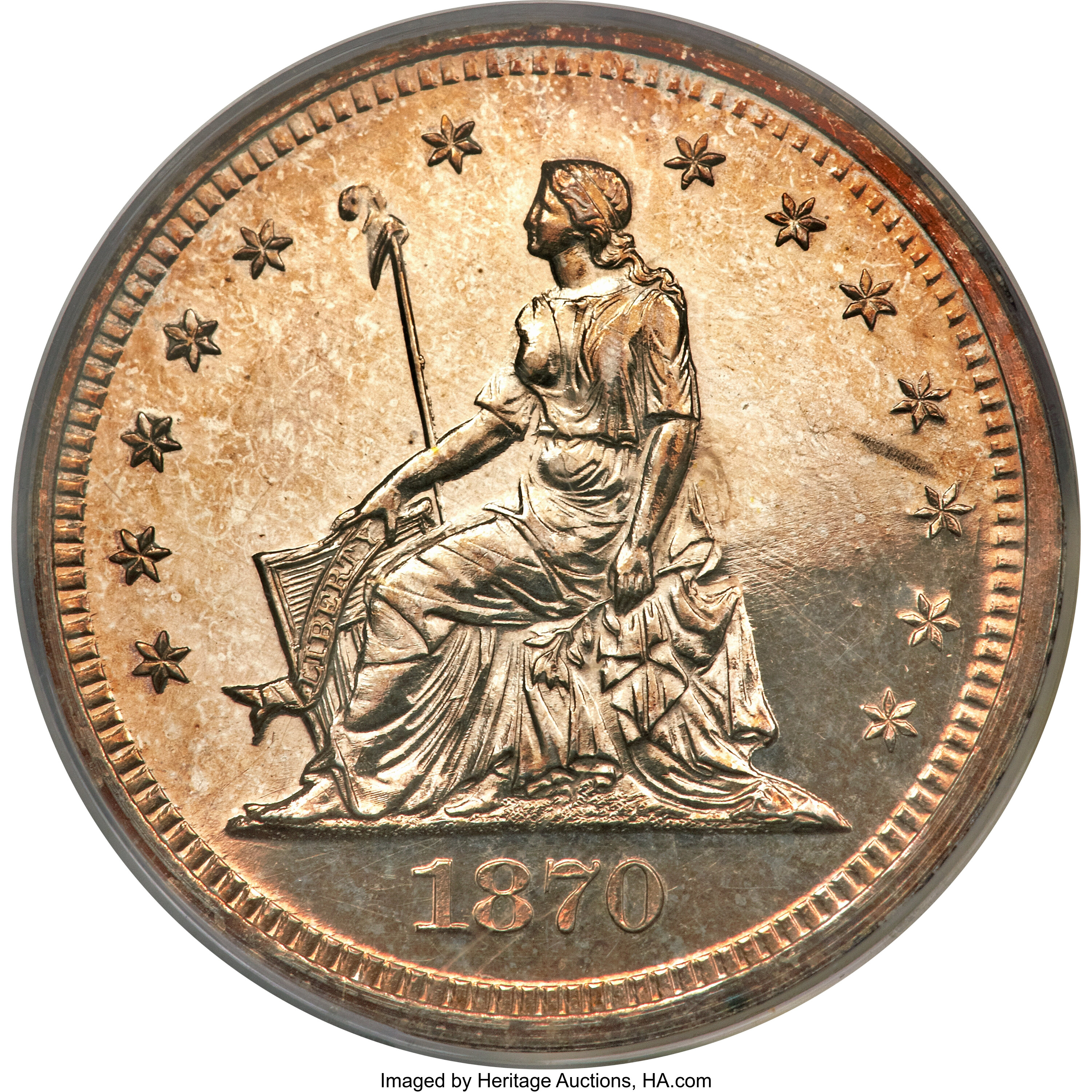 image for: 1870 25C Quarter Dollar, Judd-883, Pollock-981, Low R.7, PR63 PCGS. CAC....