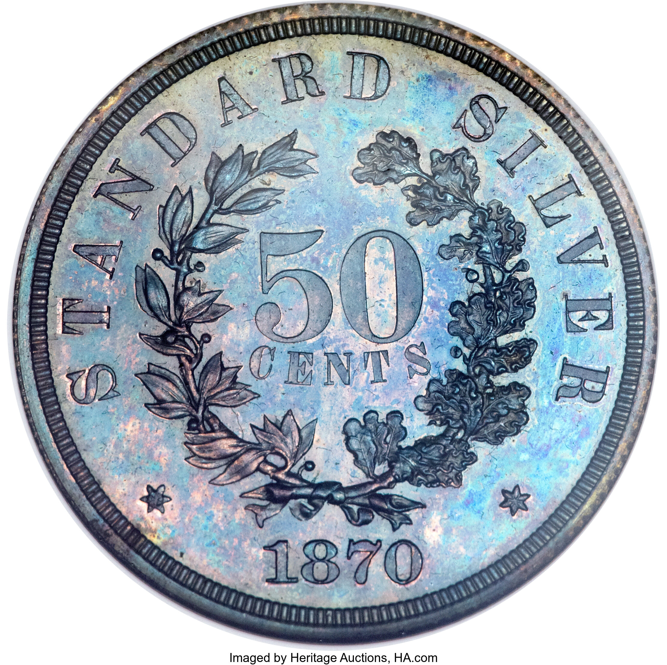 image for: 1870 50C Standard Silver Half Dollar, Judd-983, Pollock-1103, High R.7, PR65 Brown NGC....