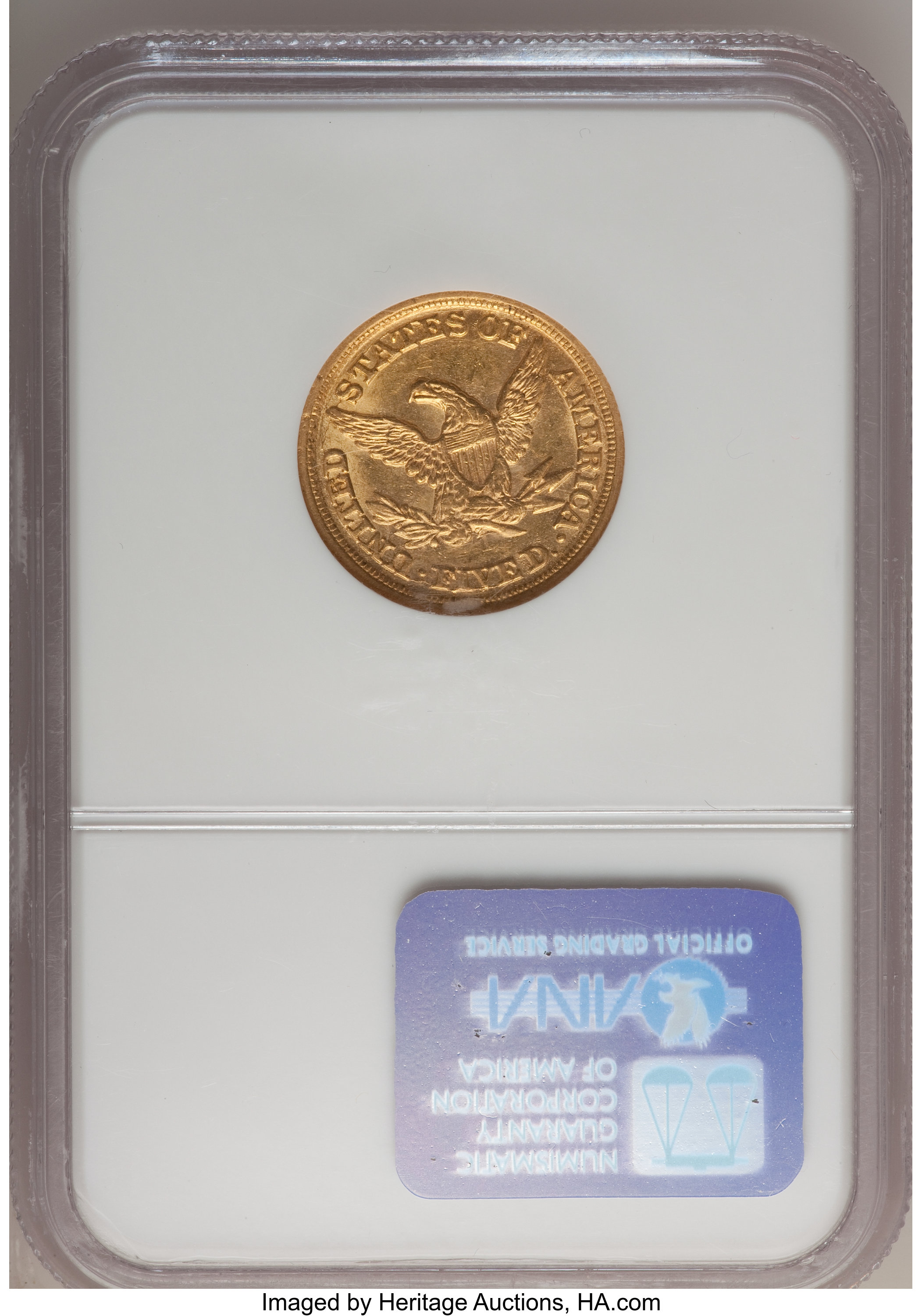 image for: 1850-D $5 Weak D AU58 NGC....