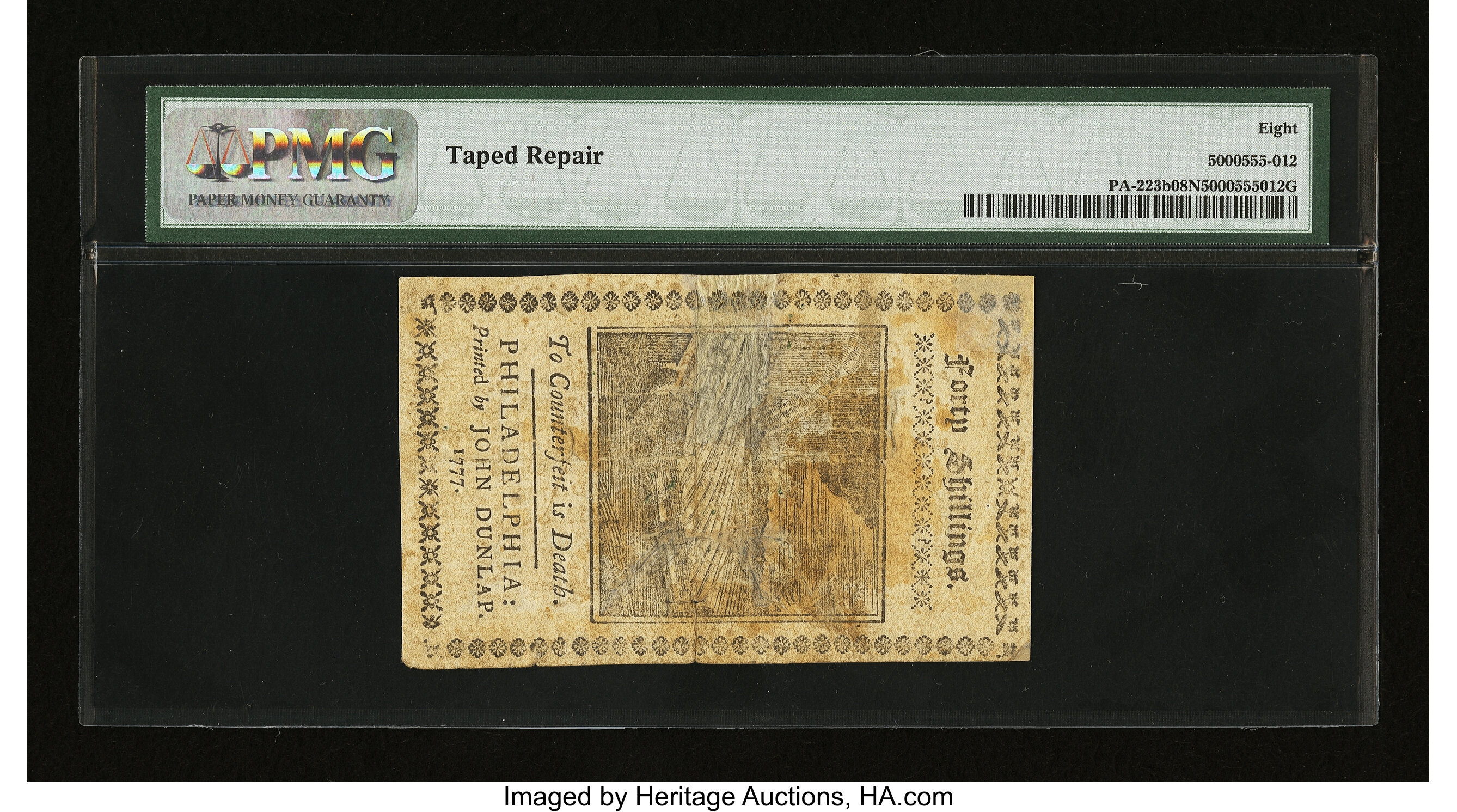 image for: Pennsylvania April 10, 1777 40s PMG Very Good 8 Net....