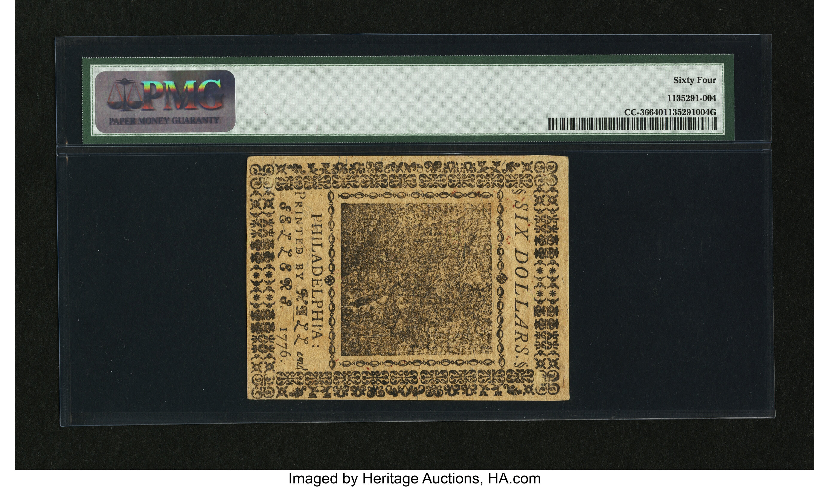 image for: Continental Currency May 9, 1776 $6 PMG Choice Uncirculated 64....