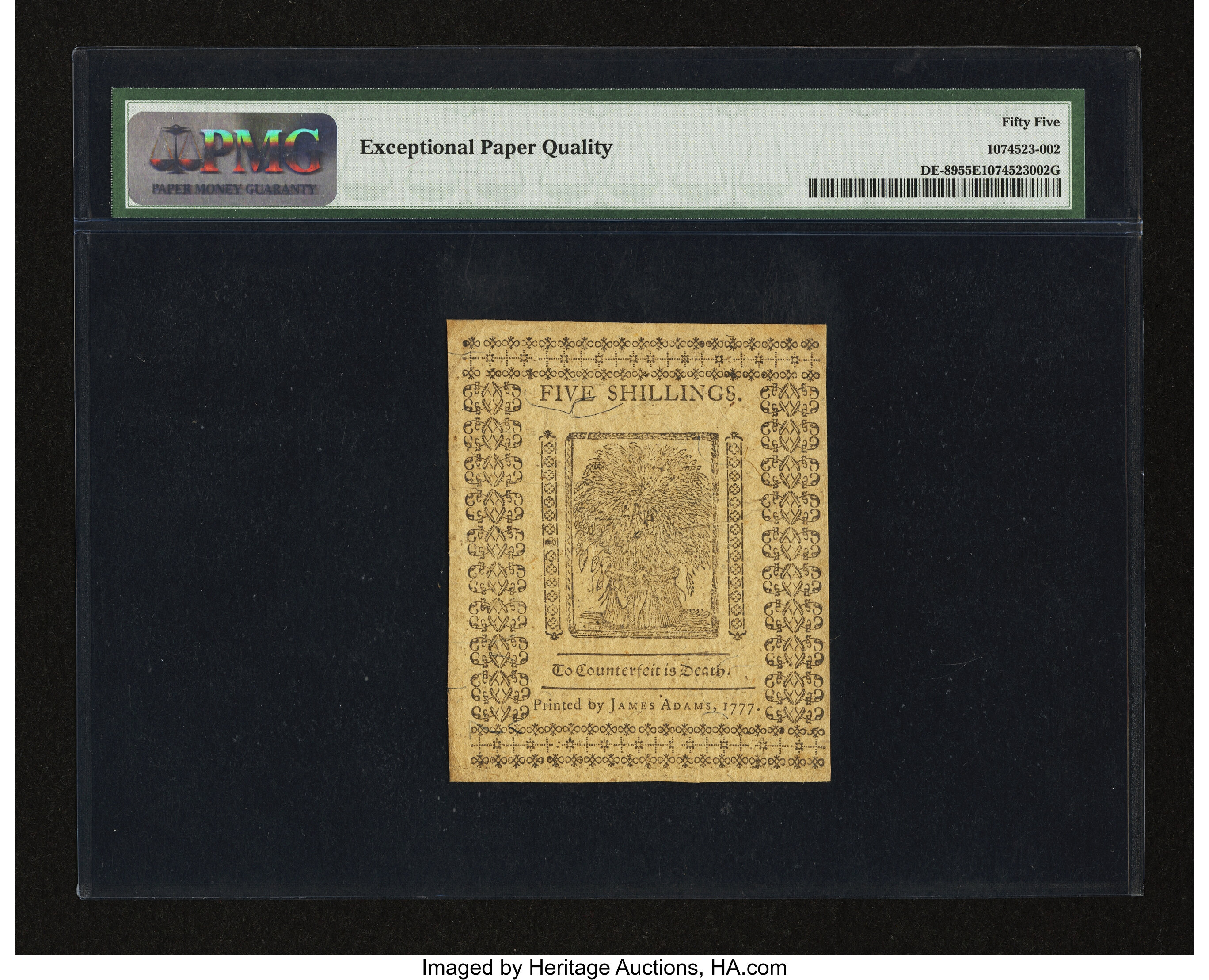 image for: Delaware May 1, 1777 5s PMG About Uncirculated 55 EPQ....