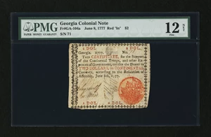 image for: Georgia June 8, 1777 $2 PMG Fine 12 Net....