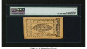 image for: New Jersey March 25, 1776 £6 PMG About Uncirculated 50....