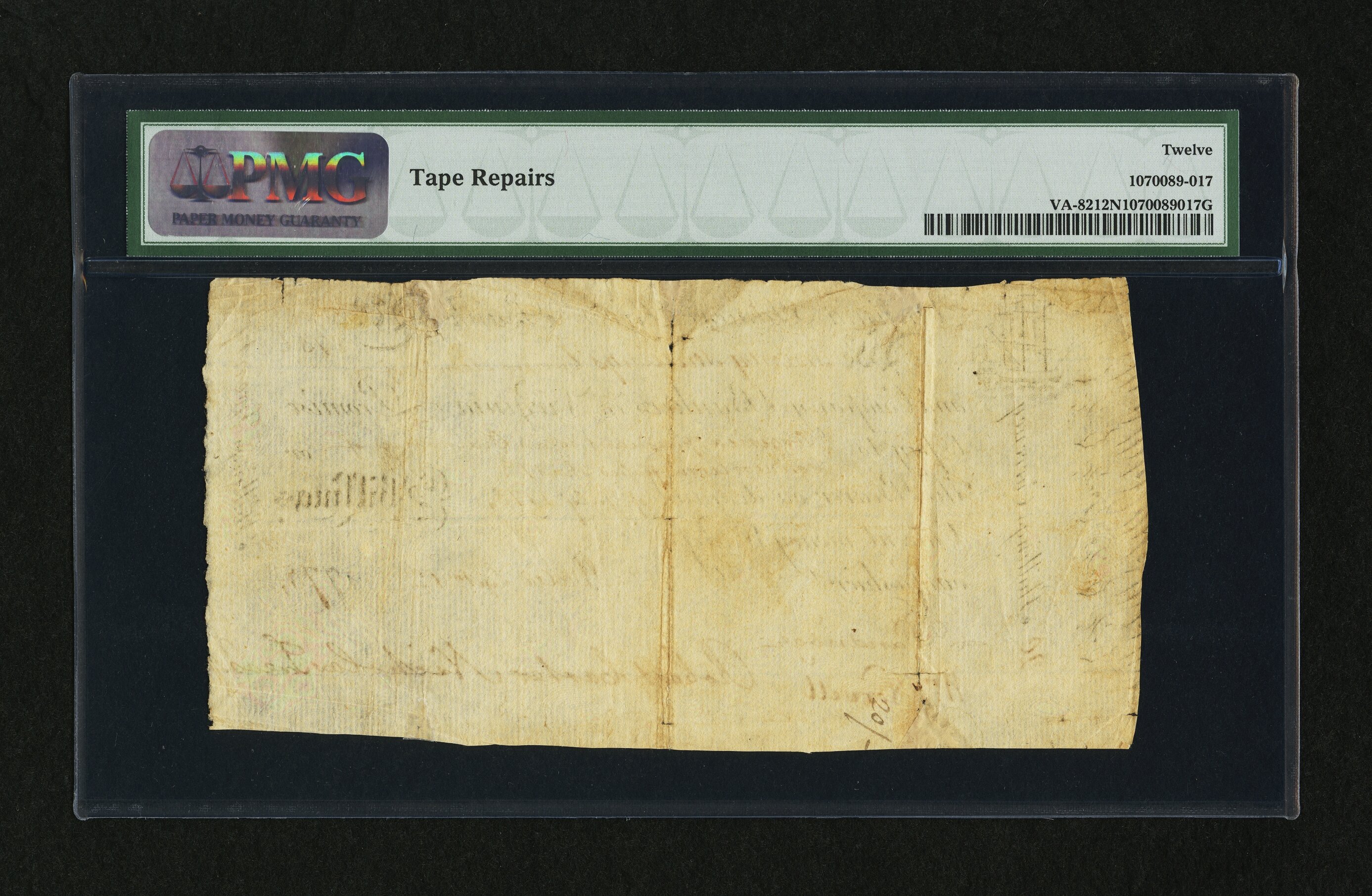 image for: Virginia September 1, 1775 20s PMG Fine 12 Net....