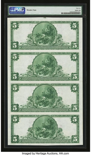 image for: Siloam Springs, AR - $5 1902 Plain Back Fr. 611 The First NB Ch. # 13274 Uncut Sheet...