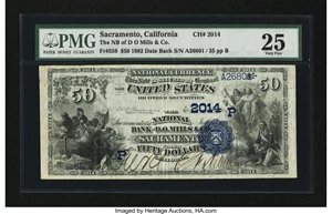 image for: Sacramento, CA - $50 1882 Date Back Fr. 559 The NB of D O Mills & Co. Ch. # (P)2014...