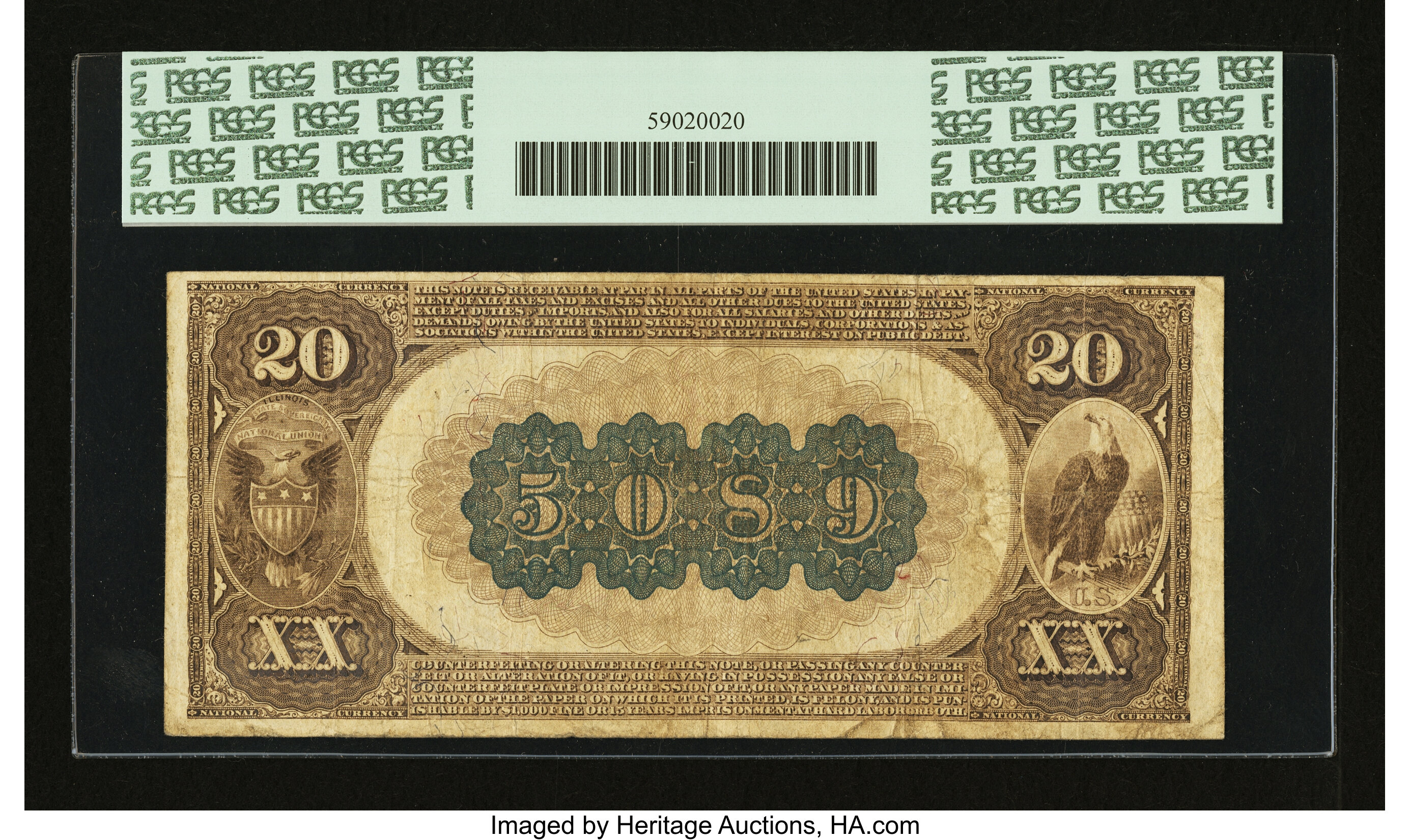 image for: Decatur, IL - $20 1882 Brown Back Fr. 502 The Millikin NB Ch. # (M)5089...