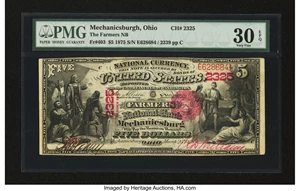 image for: Mechanicsburgh, OH - $5 1875 Fr. 403 The Farmers NB Ch. # 2325...