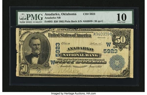 image for: Anadarko, OK - $50 1902 Plain Back Fr. 683 Anadarko NB Ch. # (W)5923...