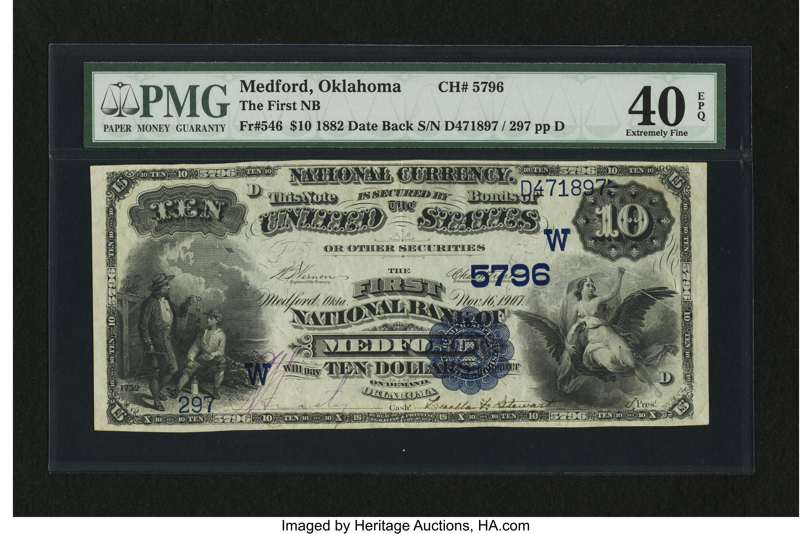 image for: Medford, OK - $10 1882 Date Back Fr. 546 The First NB Ch. # (W)5796...