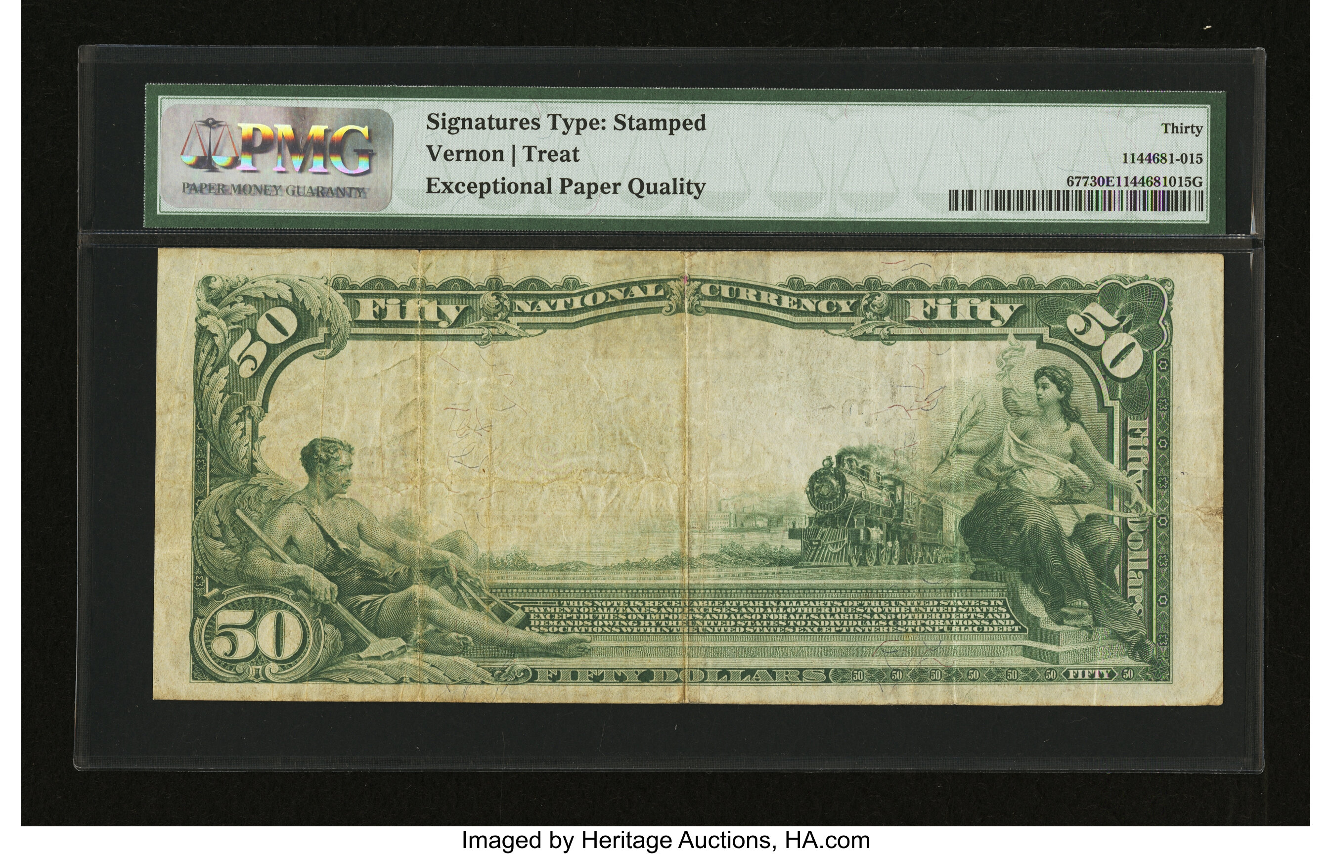 image for: Houston, TX - $50 1902 Plain Back Fr. 677 Houston NB Ch. # 9353...