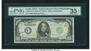 image for: Fr. 2212-C $1000 1934A Mule Federal Reserve Note. PMG Choice Very Fine 35 EPQ....