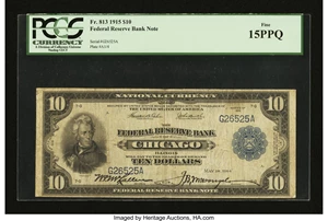 image for: Fr. 813 $10 1915 Federal Reserve Bank Note PCGS Fine 15PPQ....