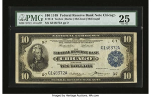 image for: Fr. 814 $10 1918 Federal Reserve Bank Note PMG Very Fine 25....