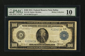 image for: Fr. 1124 $100 1914 Federal Reserve Note PMG Very Good 10....