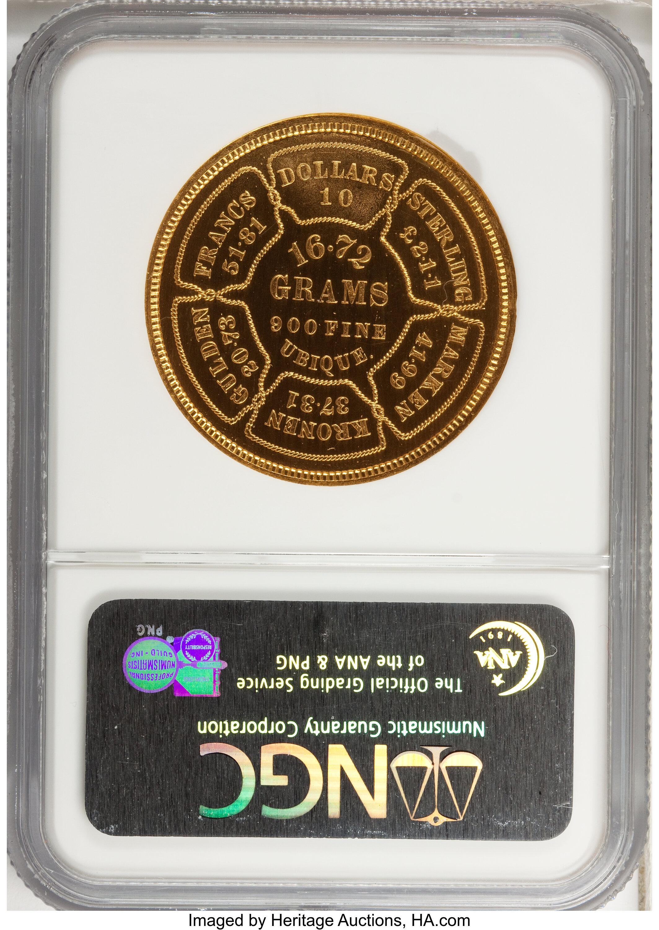 image for: 1874 $10 Bickford Ten Dollar, Judd-1375, Pollock-1520, Low R.7, PR62 NGC....