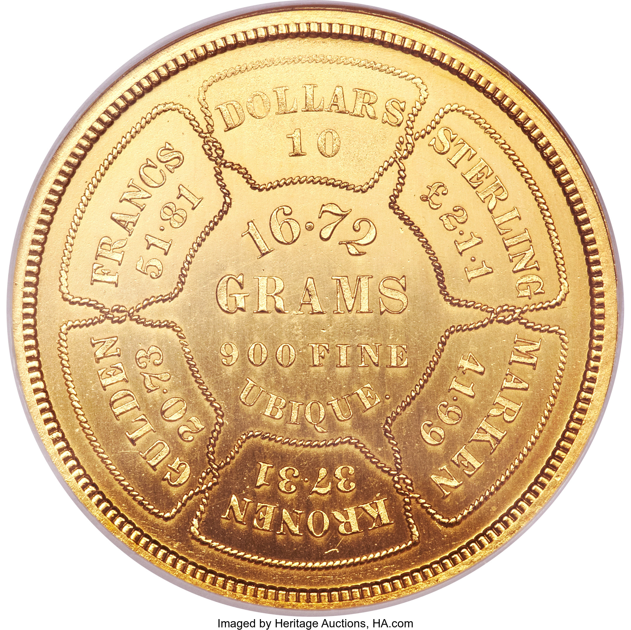 image for: 1874 $10 Bickford Ten Dollar, Judd-1375, Pollock-1520, Low R.7, PR62 NGC....