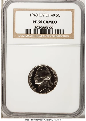 image for: 1940 5C Reverse of 1940 PR66 Cameo NGC....