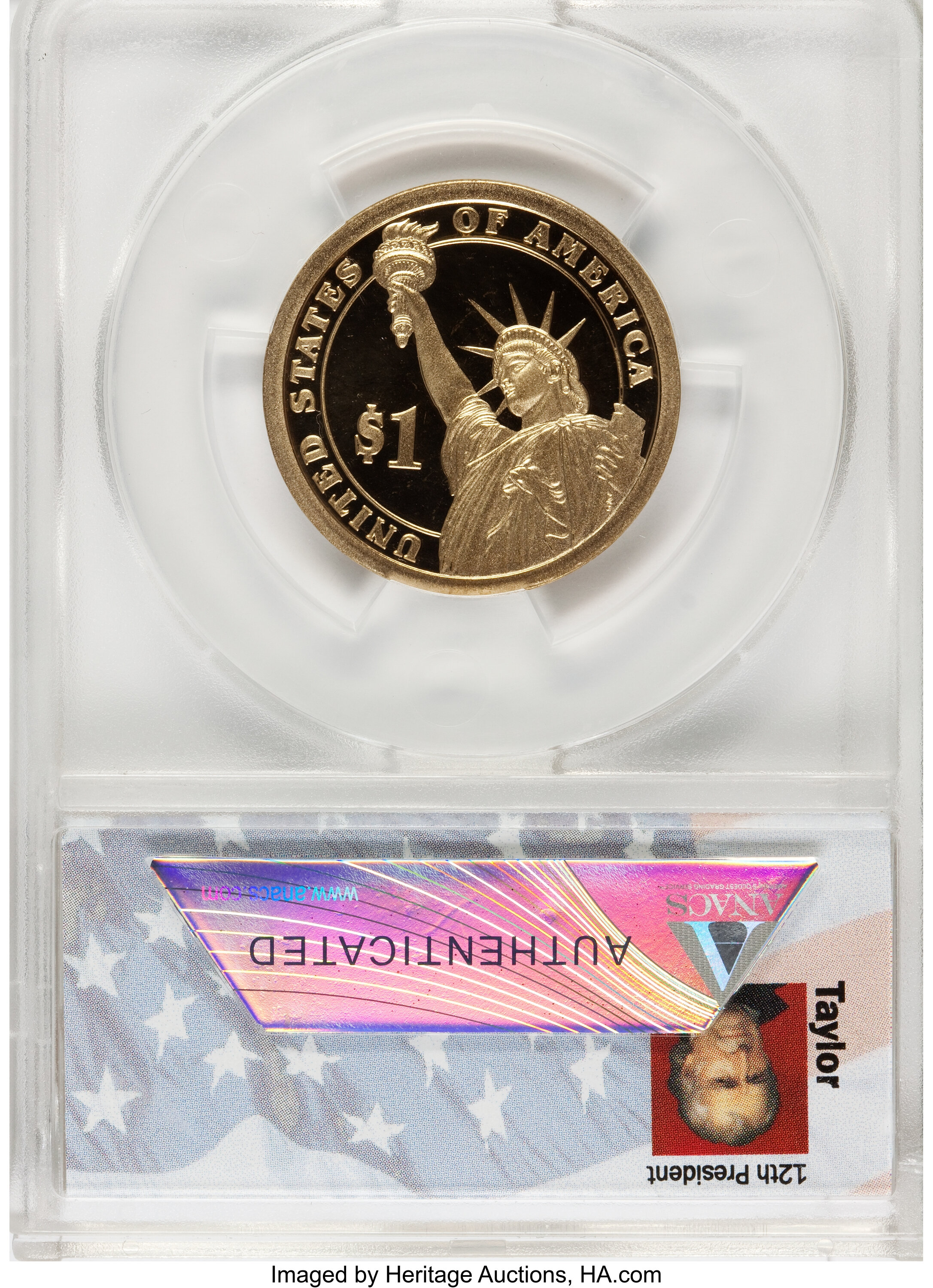 image for: 2009 $1 Zachary Taylor PR70 Deep Cameo ANACS. NGC Census: (0). PCGS Population (153).   (#407401)...