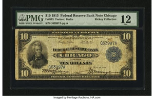 image for: Fr. 813 $10 1915 Federal Reserve Bank Note PMG Fine 12....