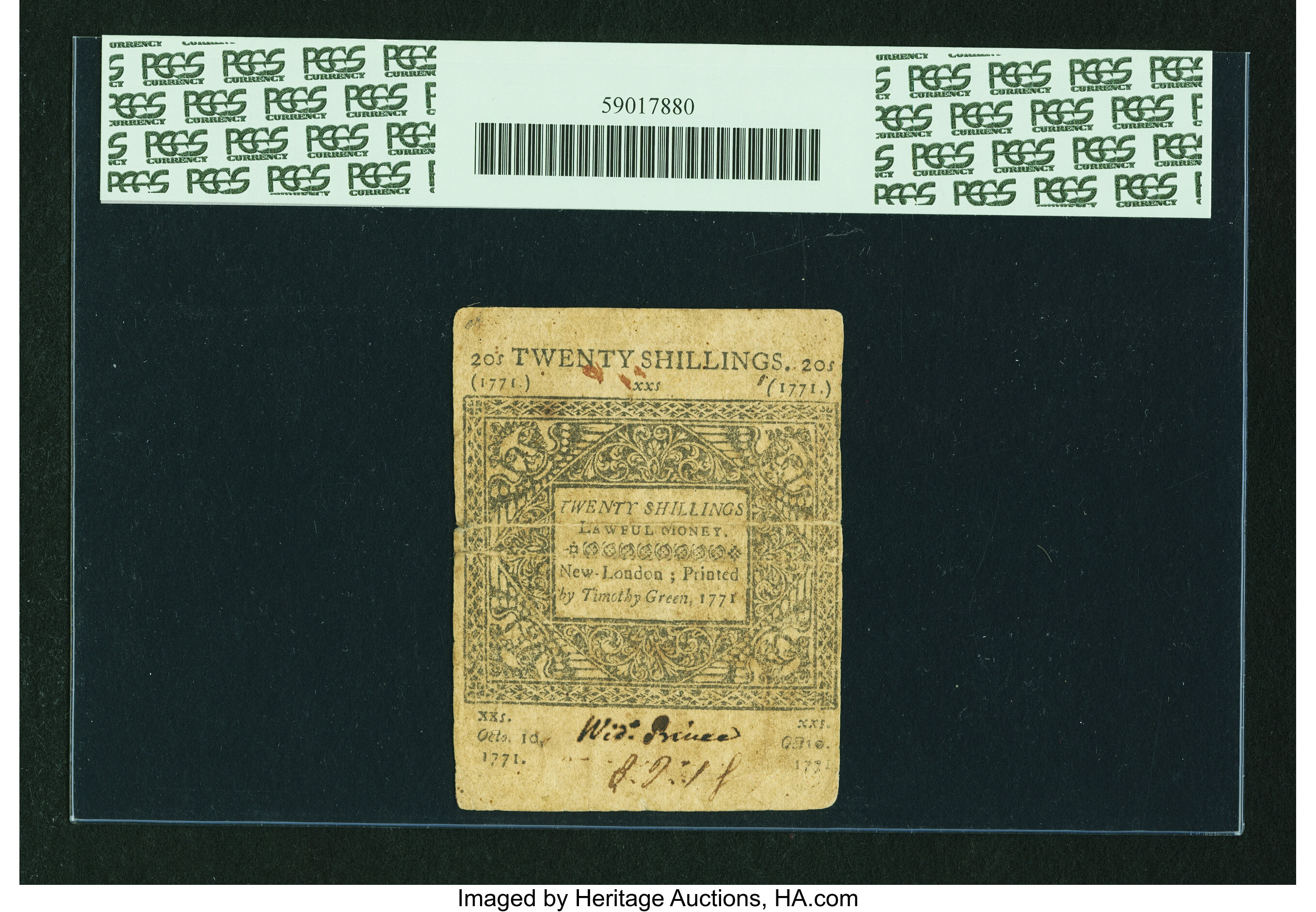 image for: Connecticut October 10, 1771 20s PCGS Very Fine 20....