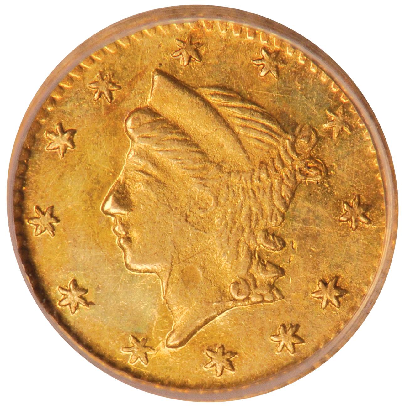 image for: 1856 Round 25 Cents. BG-228. Rarity-7. Liberty Head. MS-62 (NGC).