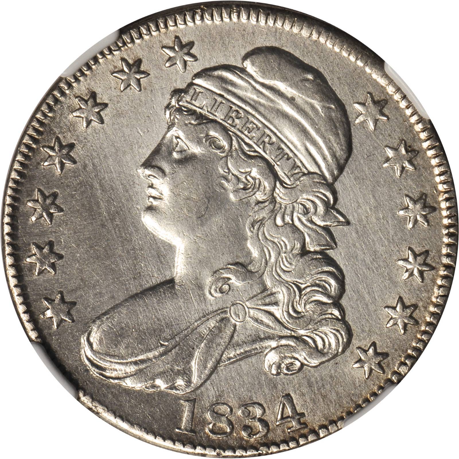 image for: 1834 Capped Bust Half Dollar. AU Details--Harshly Cleaned (NGC).