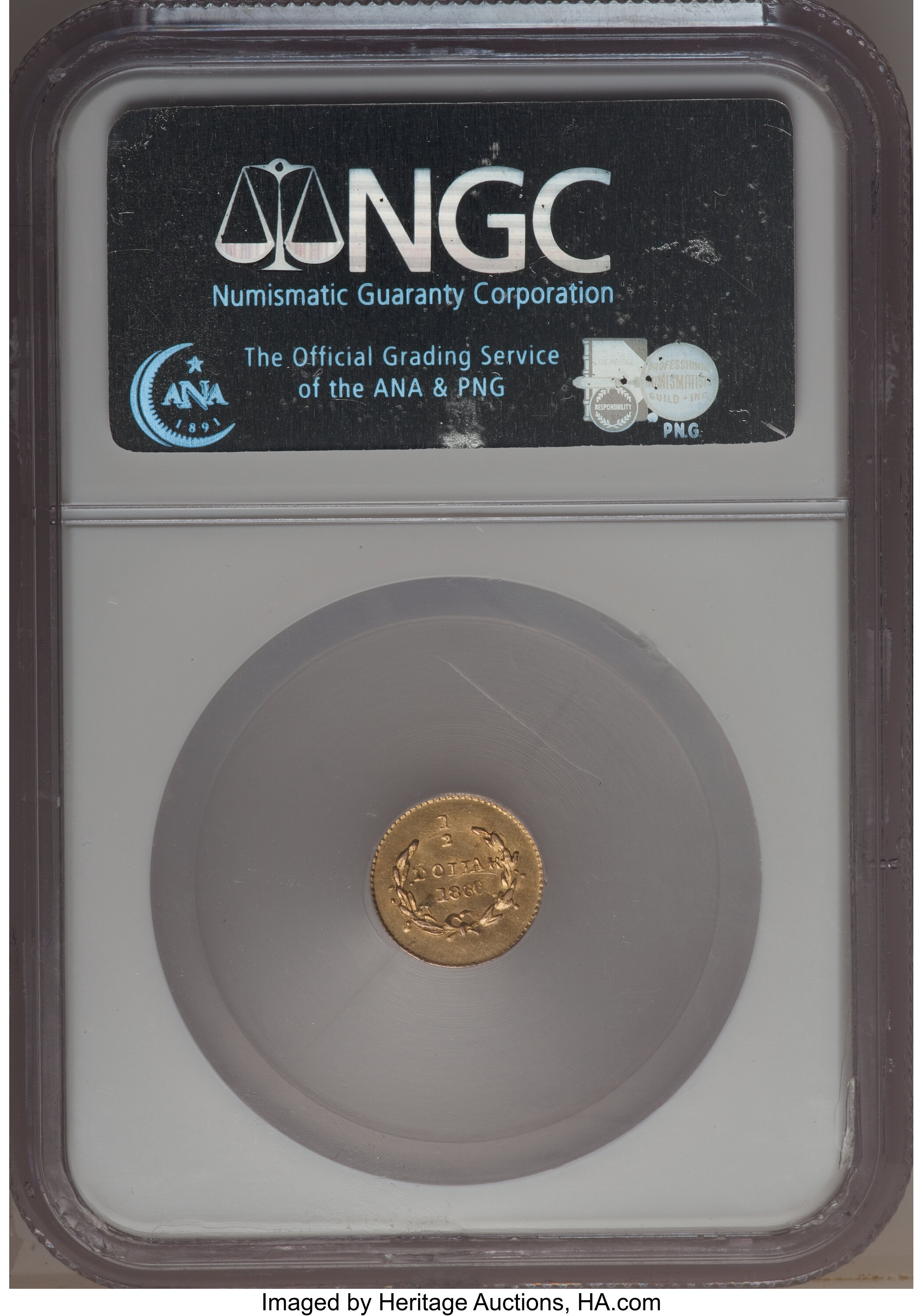 image for: 1866 50C Liberty Round 50 Cents, BG-1006, R.5, MS62 NGC. NGC Census: (2/4). PCGS Population (4/21).   (#10835)...
