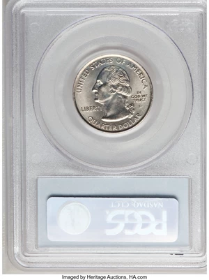image for: 2007-D 25C Statehood Quarter, Wyoming--Reverse Clad Layer Missing--MS64 PCGS....
