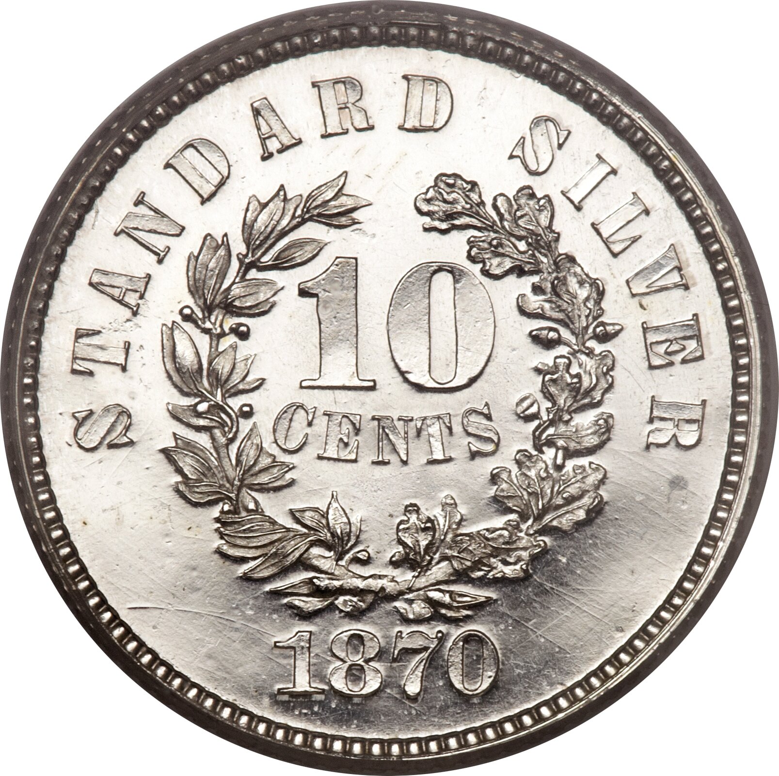 image for: 1870 10C Standard Silver Ten Cents, Judd-855, Pollock-935, High R.6, PR62 PCGS....