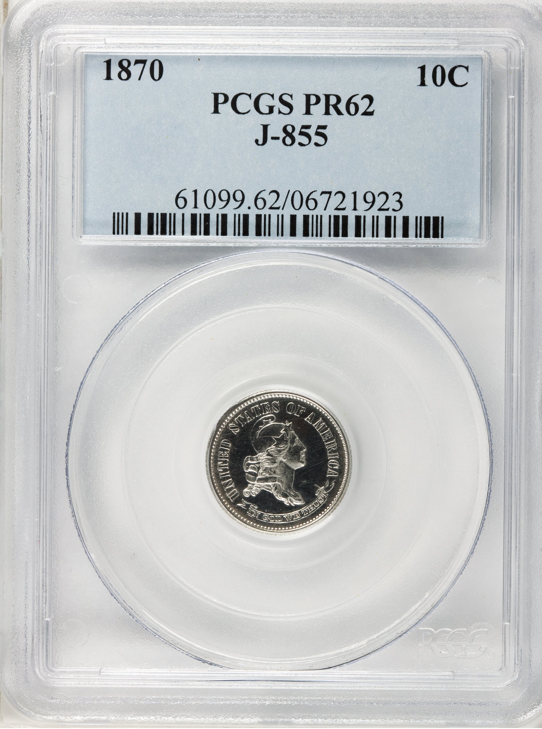 image for: 1870 10C Standard Silver Ten Cents, Judd-855, Pollock-935, High R.6, PR62 PCGS....