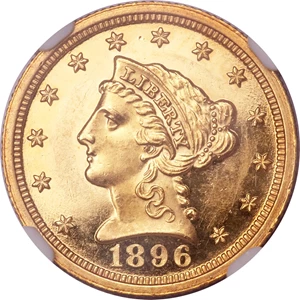 image for: 1896 $2 1/2 PR62 Cameo NGC....