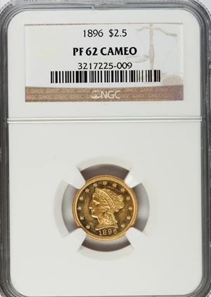 image for: 1896 $2 1/2 PR62 Cameo NGC....