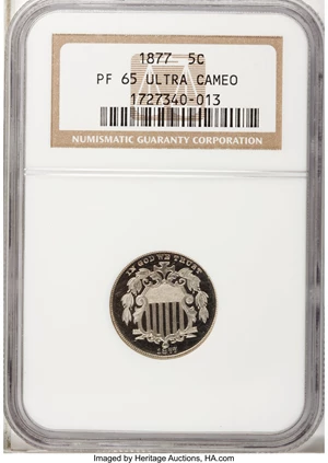 image for: 1877 5C PR65 Ultra Cameo NGC....