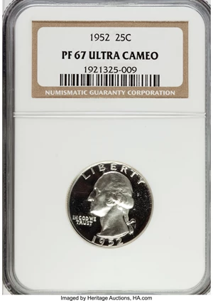 image for: 1952 25C PR67 Ultra Cameo NGC....